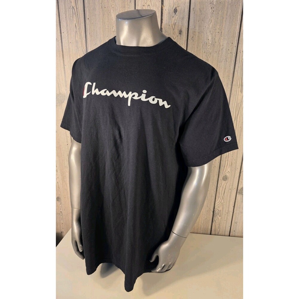 Champion Mens 3XLT Tall Graphic T-Shirt Black Spell Out Logo